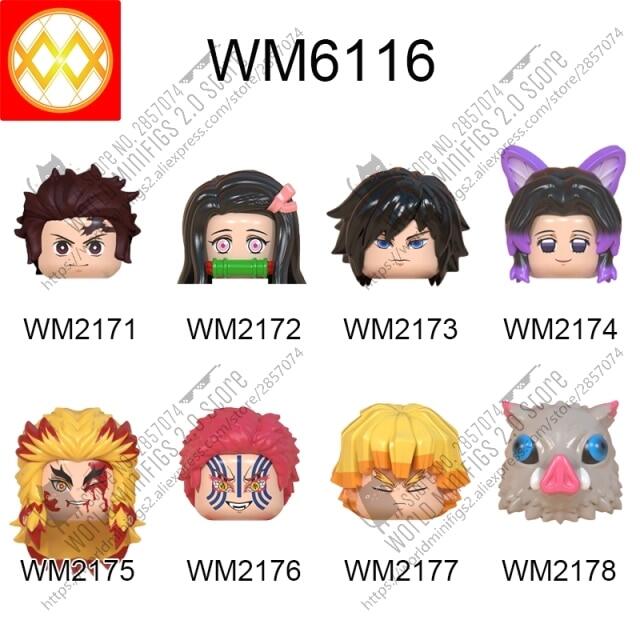 ชุดขาย WM บล็อก Anime Series Demon Slayer WM6116 Akatsuki Sasuke Kakashi บล็อกตัวต่อตัวเลขหัวของเล่นสร้างสรรค์สำหรับเด็ก