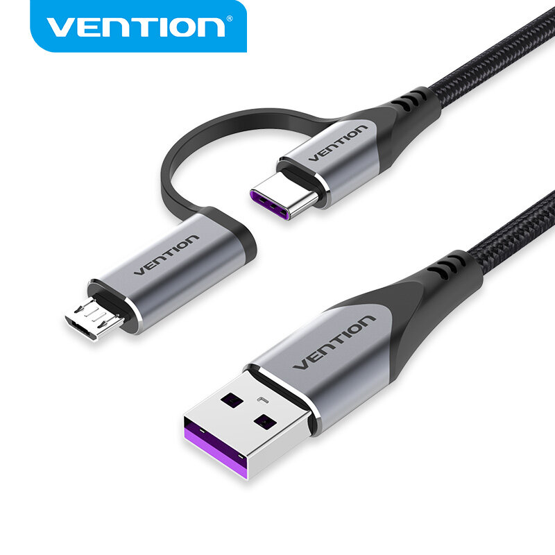 Vention USB C Micro B Cable USB 2.0 A Male to Male 2 in 1 Aluminum alloy