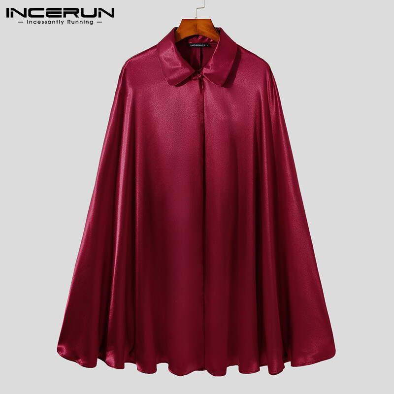 Incerun khăn choàng cho nam áo choàng poncho cổ rộng áo choàng hở phía trước áo khoác áo khoác áo choàng #3