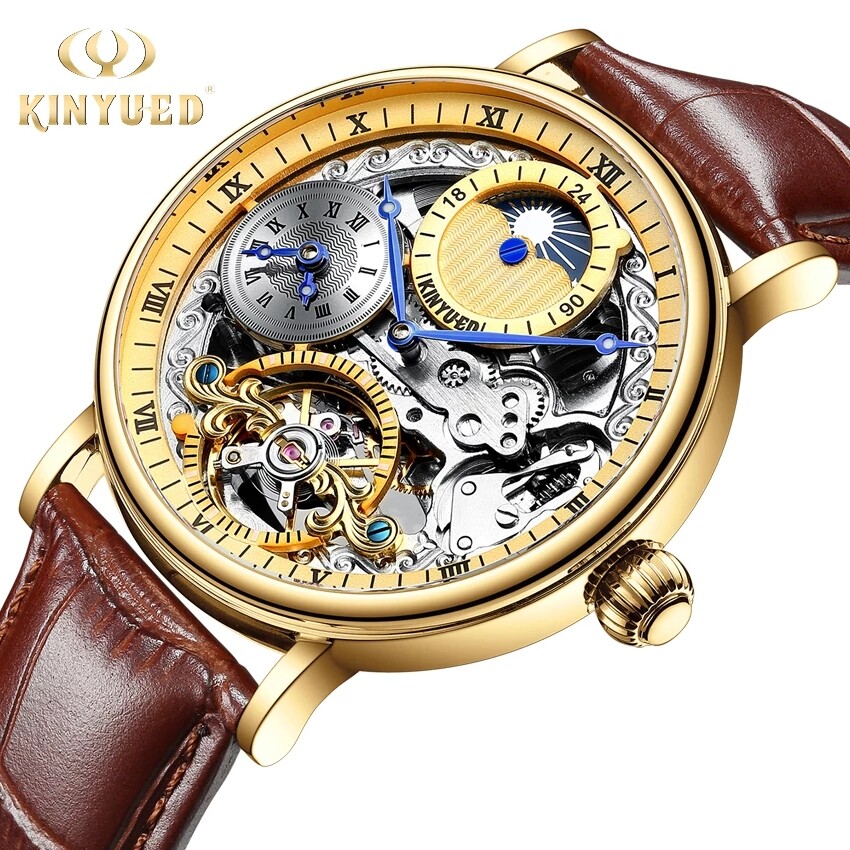 Đồng Hồ Cơ Tourbillon Cơ Tự Động KINYUED Cho Nam, Đồng Hồ Đeo Tay Thời Trang Nam, Đồng Hồ Doanh Nhân Sang Trọng, Đồng Hồ Chống Thấm Nước, Đồng Hồ Đeo Tay Thông Dụng, Đồng Hồ Cơ Đa Múi Giờ