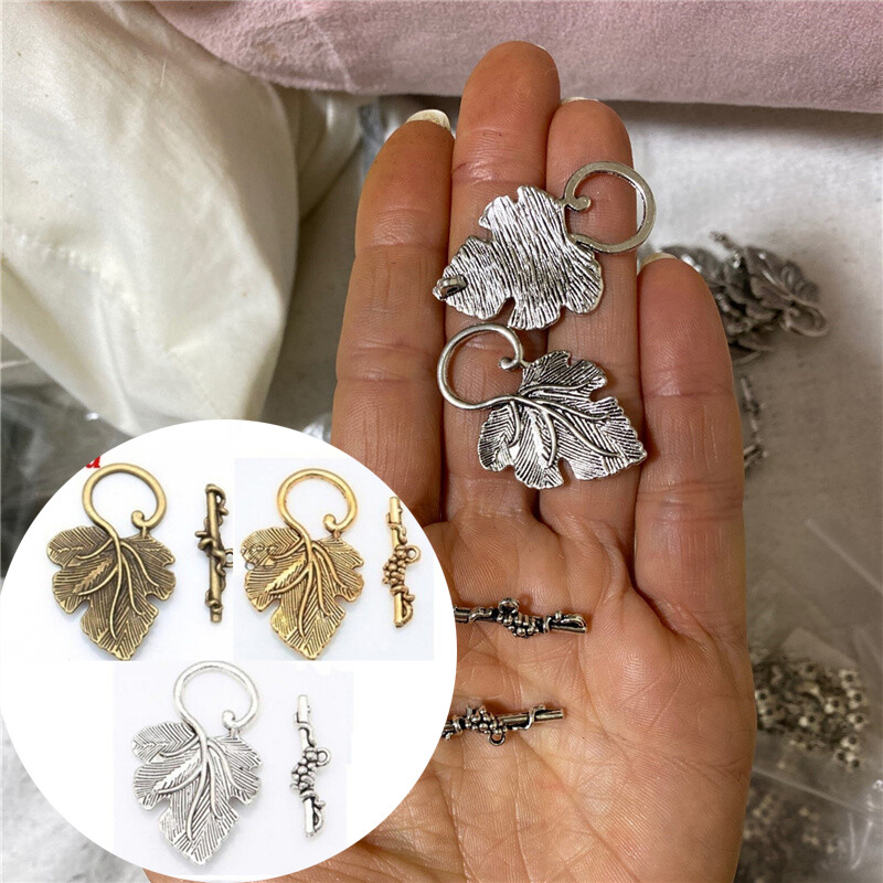 10 Bộ Móc Cài Hình Hoa Lá Nho Màu Vàng Bạc Cổ Xưa Để Làm Trang Sức Vòng Tay Móc Cài Chuyển Đổi Phụ Kiện Tự Làm