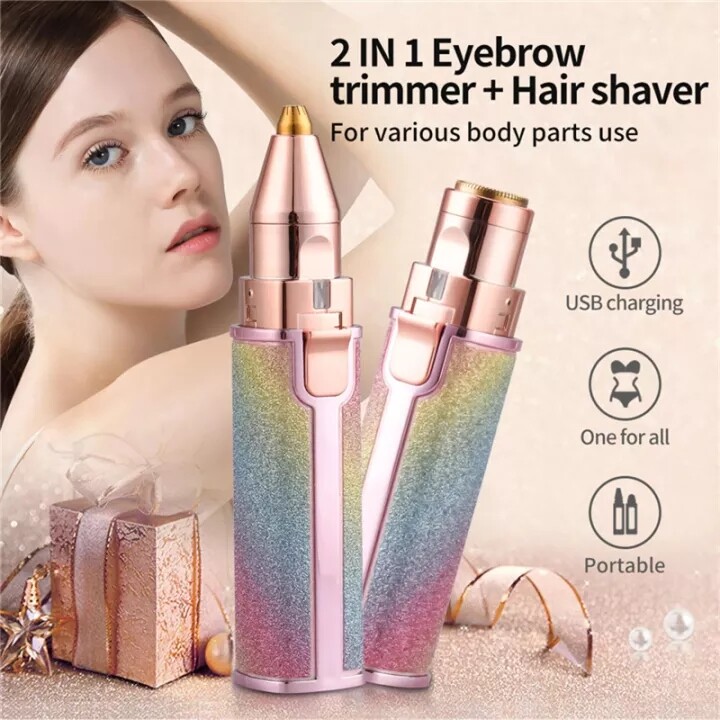 Máy cạo tỉa lông mày chạy điện 2in1 mới thiết bị tẩy lông cho nữ máy cạo lông mini cầm tay sạc usb cho nữ máy cạo lông