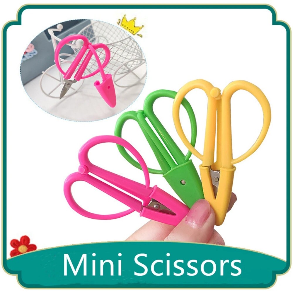 Mini kéo hộ gia đình cắt tay với nắp an toàn Kéo Xách Tay chủ đề đầu cắt thêu kéo