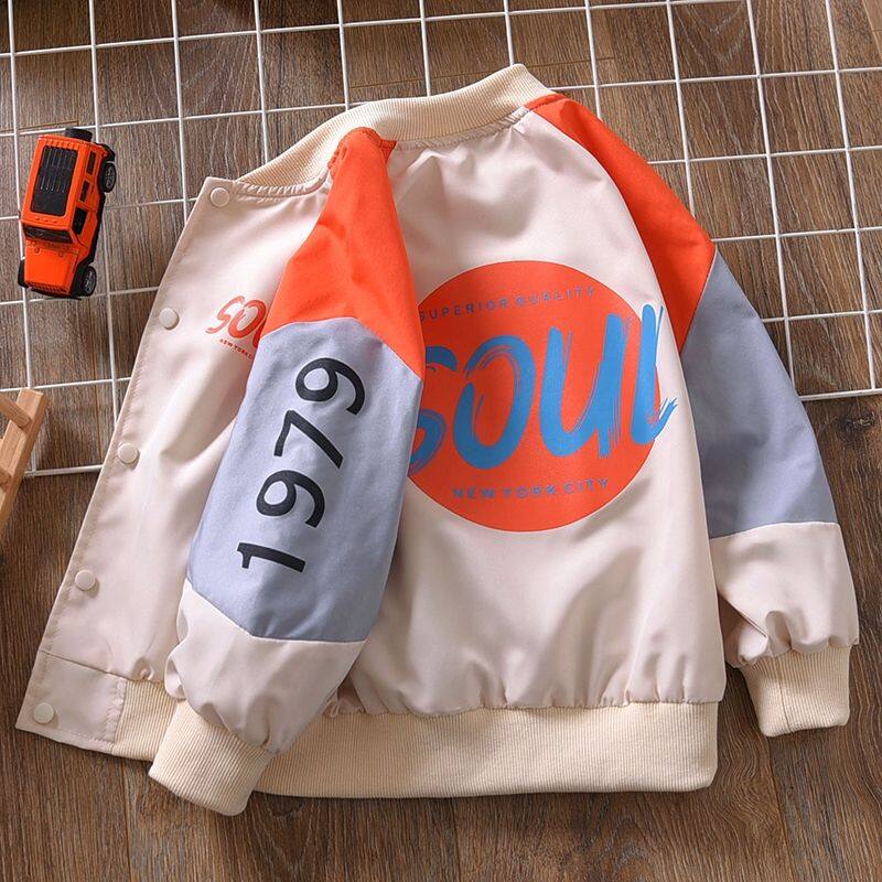 Baseball Jacket Kids Boy 4-14 Years 2022 Autunm New Western Style Patchwork Jacket Loose Casual Button Cardigan Coat for Big Kids Boy