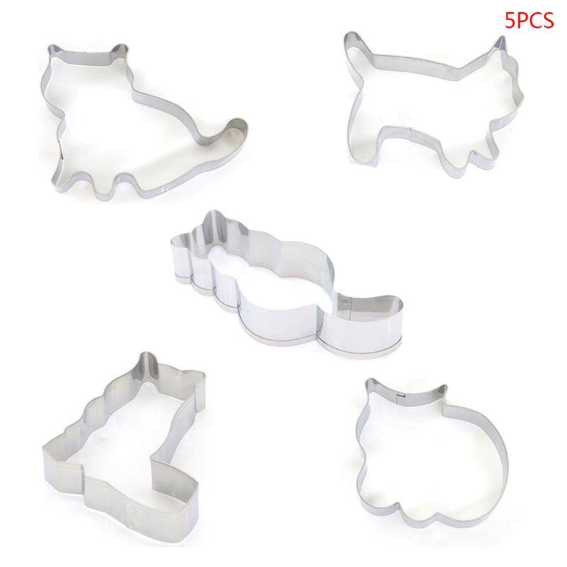 [Bán Chạy] 5 Cái/bộ Khuôn Cắt Bánh Quy Hình Mèo Thú Cưng, Khuôn Làm Bánh Quy Bánh Ngọt Thủ Công Đường 3D Khuôn Làm Bánh Kẹo Mềm DIY Trang Trí Công Cụ