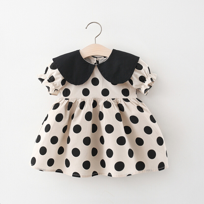 Mùa hè mới ngọt ngào cổ áo búp bê ống tay phồng Polka ĐầM ChấM Bi Đầm Công Chúa Váy trẻ em phù hợp cho bé 9 tháng-3 tuổi