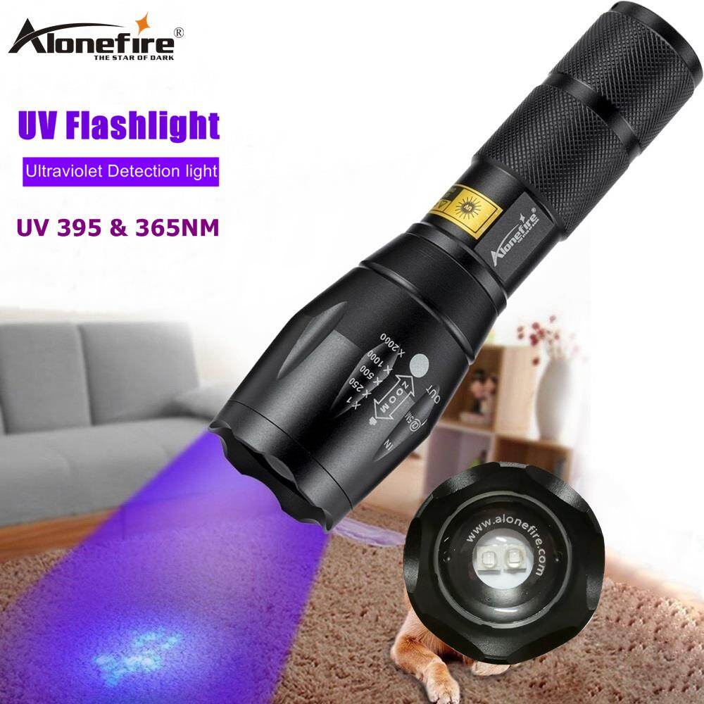 AloneFire Đèn LED UV G700 Đèn Pin Phóng To Đèn Pin 365 & 395nm, Đèn Phát Hiện Nước Tiểu Thú Cưng Chó Mèo An Toàn Khi Du Lịch, AAA 18650