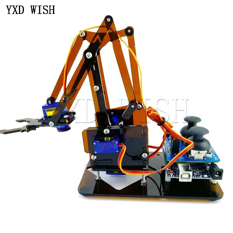 4 doof tháo lắp Acrylic cánh tay cơ khí Robot thao túng móng vuốt cho Arduino nhà sản xuất học tập Robot tự chế Kit mạch điện bộ phận./