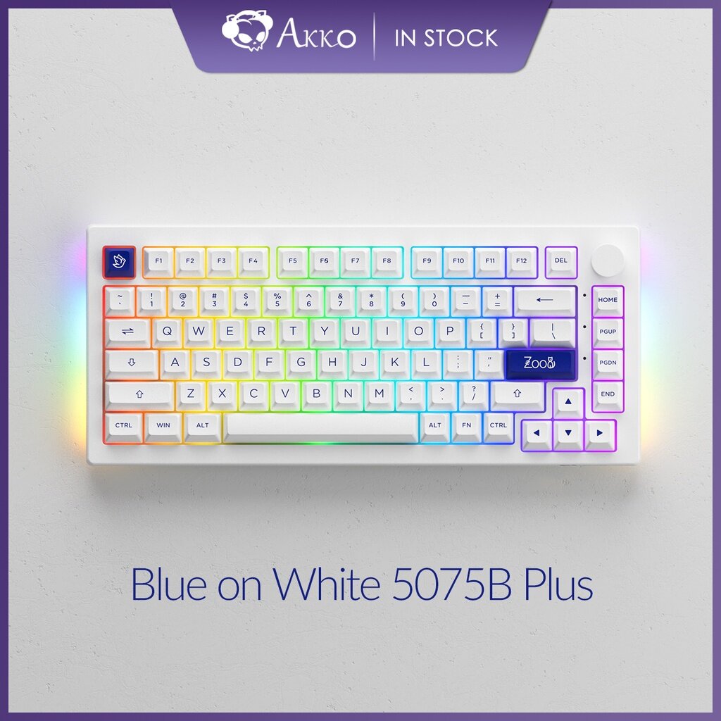 Akko 5075B Plus Màu Xanh Dương Nền Trắng Đèn LED RGB Đổi Nóng Không Dây