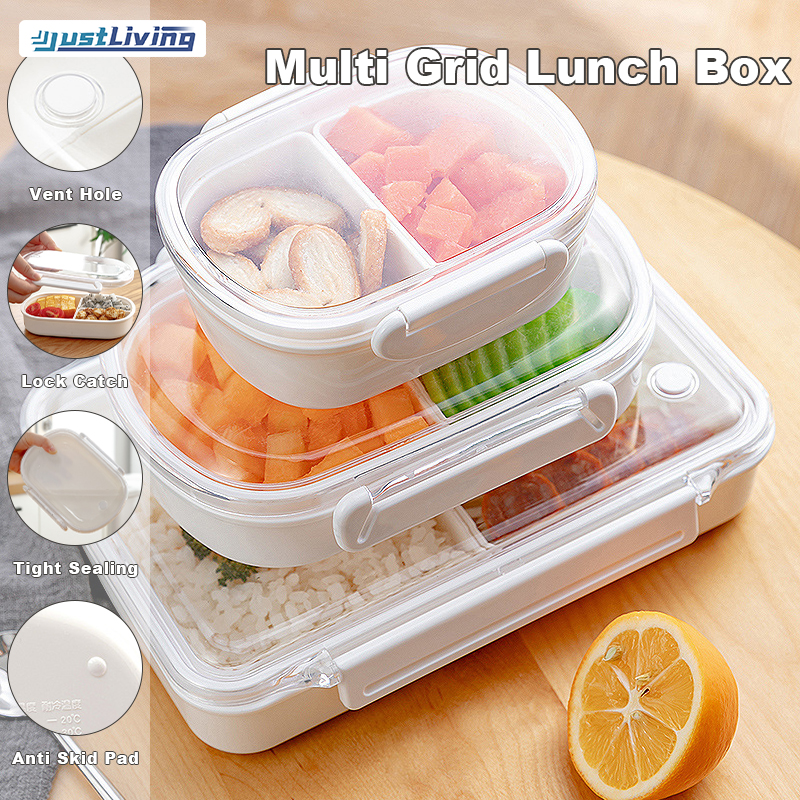 Justliving hộp cơm trưa gia dụng 3 ngăn hộp đựng thực phẩm tươi sống kín lò vi sóng hộp đựng trái cây cầm tay ngăn cách
