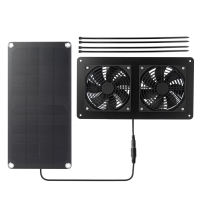 Solar Powered Dual Fan Panel Fan 10W Weatherproof solar panel kit for Small Chicken Coops Greenhouses ShedsPet Houses Window Exhaust