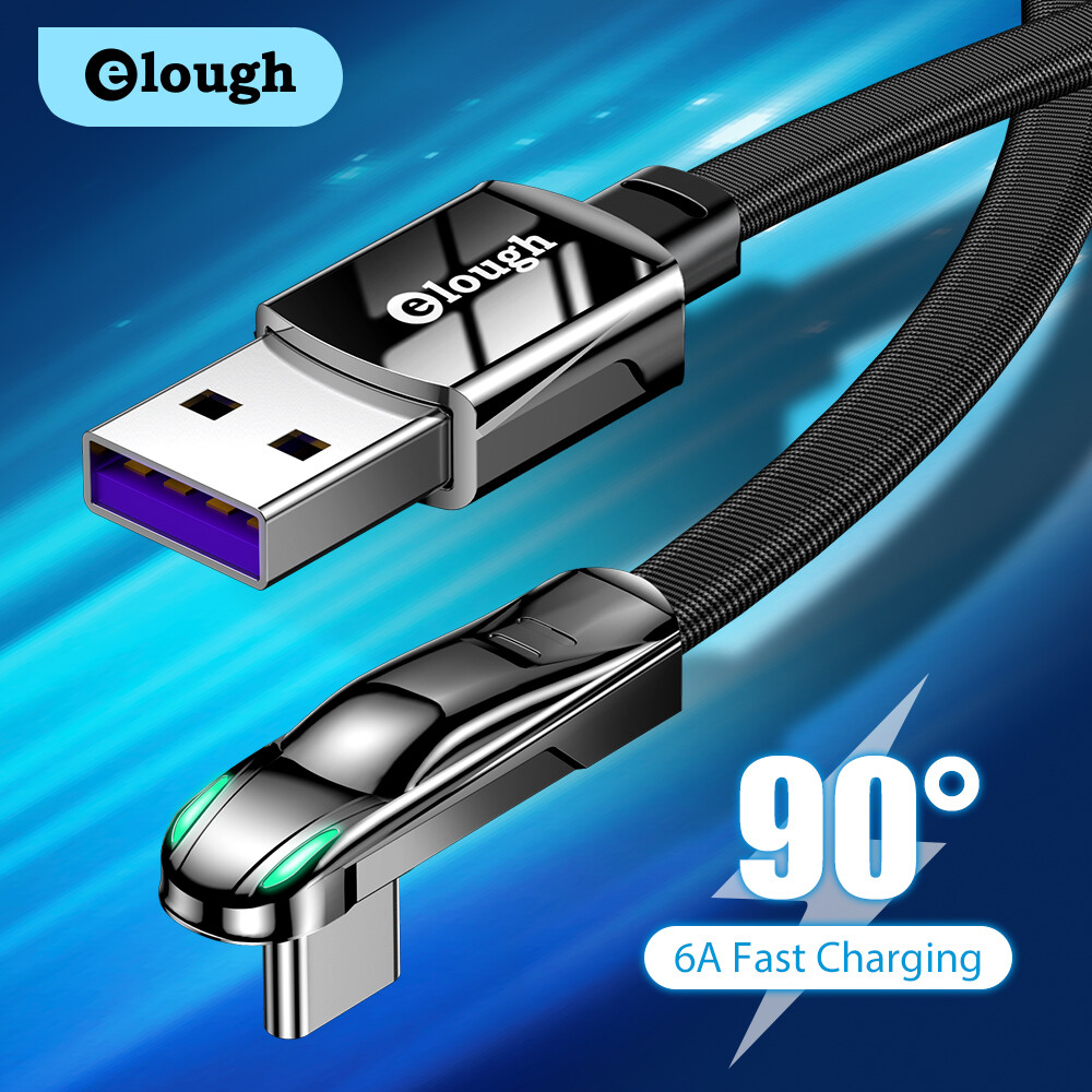 elough Cáp Dữ Liệu 90 Độ 6A Type C Cáp Sạc Điện Thoại Di Động Sạc Nhanh QC3.0 Phù Hợp Với Samsung Huawei Xiaomi Realme