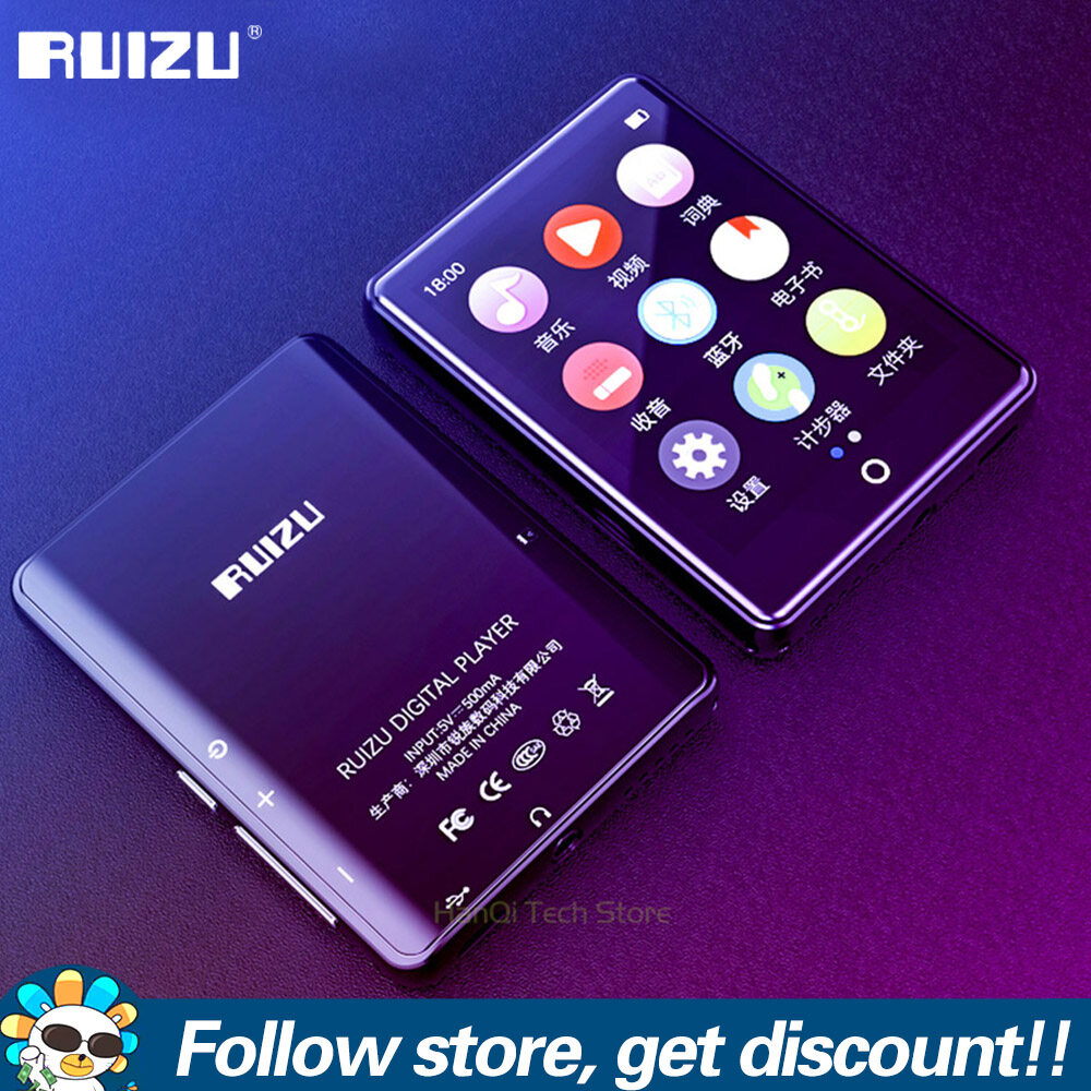 RUIZU M7 Bluetooth MP3 Player With Built-in Speaker Lossless Hifi Music MP3 Player 8GB 16GB Touch Screen Music Player Portable Mini Audio Player Walkman With FM Radio Voice Recording E-book Video  A-B Repeat Alarm Clock Support TF SD Card Up To 128GB