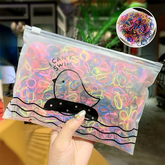[Lady Đường] 1000 Cái/gói Cô Gái Đầy Màu Sắc Nhỏ Dùng Một Lần Ban Nhạc Cao Su Kẹo Cao Su Cho Ponytail Chủ Tóc Đàn Hồi Ban Nhạc Thời Trang Không Tốn Kém Tóc Phụ Kiện