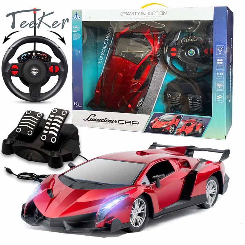 Teeker Remote Control Racing Car Models Charging Control Pedal Steering Wheel Gravity Induction Drift RC Children's Birthday Gift with Portable Gift Box 1:16 ราคา 219 บาท*ส่งฟรี