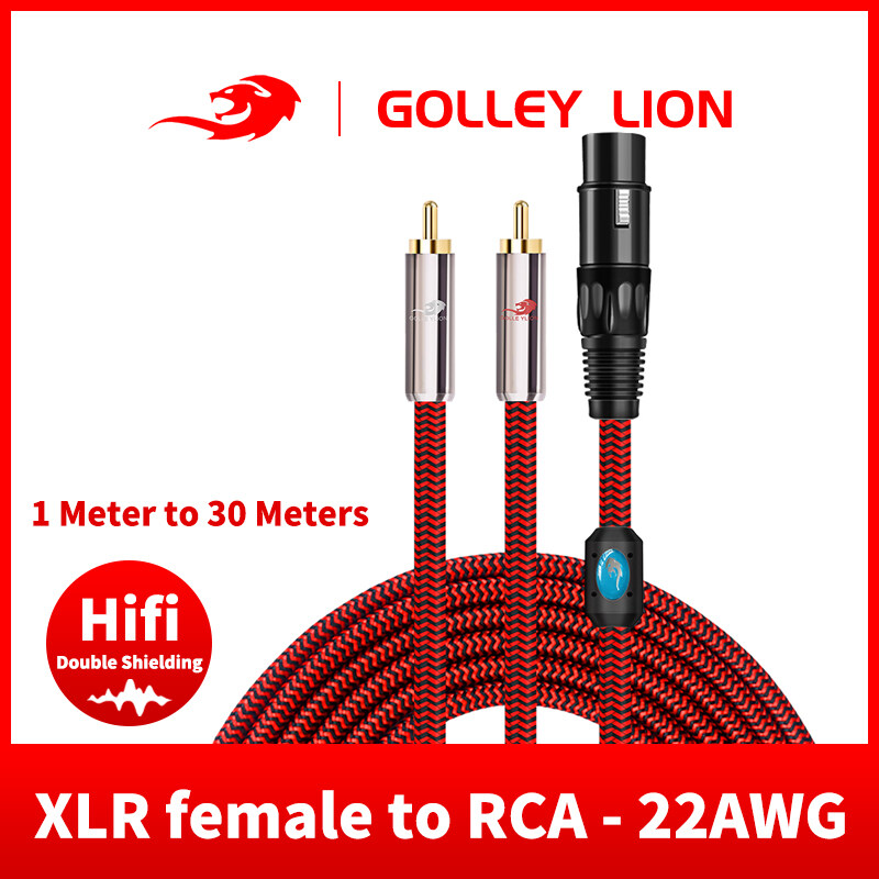 GOLLEY LION XLR Female to 2 RCA Audio Interconnect Cable for Mixer, Camera, Amplifier, Soundbox, Microphone, Power Amplifier ราคา 325 บาท*ส่งฟรี
