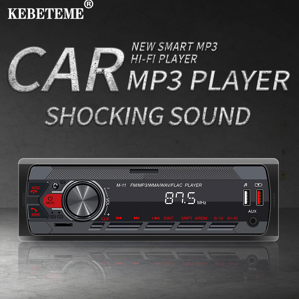 Kebeteme máy nghe nhạc mp3 trên xe hơi máy nghe nhạc mp3 rảnh tay không dây bluetooth 5.0 đài fm bộ thu âm thanh với bộ sạc xe hơi usb kép
