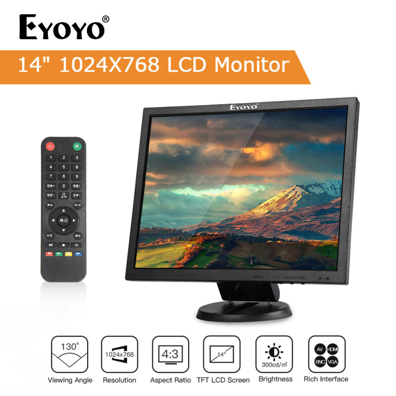 EYOYO 14 Inch 4:3 TFT Gaming Monitor 1024x768 BNC/HDMI/VGA/AV Input 300cd/m² as CCTV monitor, second monitor to laptop, raspberry pi monitor ราคา 3,550 บาท*ส่งฟรี