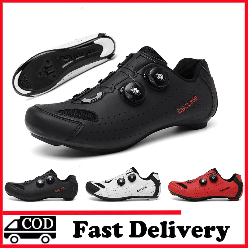Wellsunny 36-47 COD Bicycle Shoes Bike Cycling Shoes Roadbike Biking Shoes Non-slip Self-locking Professional Breathable Road Cycling flat Shoes Superior Quality Wear-resistant Comfortable And Brand New Big Size 36-47