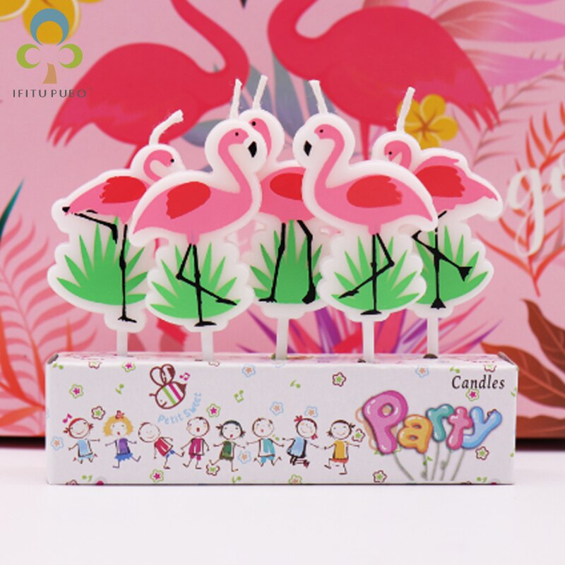 5pcs/set Flamingo Candle Creative Candle Cake Baking Decoration Children Birthday Candle Festive Celebration Candle Lxx