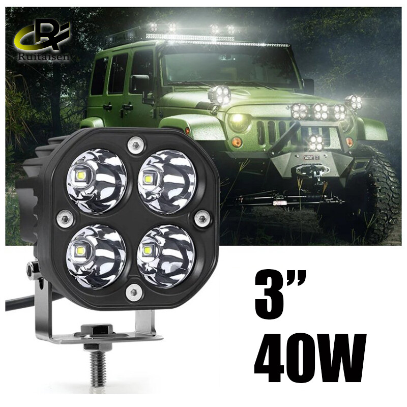Đèn Làm Việc Ô Tô 3 Inch 40W, Đèn Làm Việc Ô TÔ Thông Dụng 10V ~ 32V Chống Nước IP67 Spotlight Kỹ Thuật Xe Tìm Kiếm Ánh