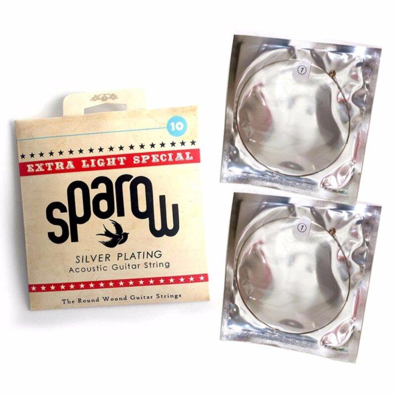 1 SET 6 pcs Acoustic Guitar String Sparow with 2 Extra 1st E String / Free 1 pick ( 10 - 48 extra light ) Malaysia