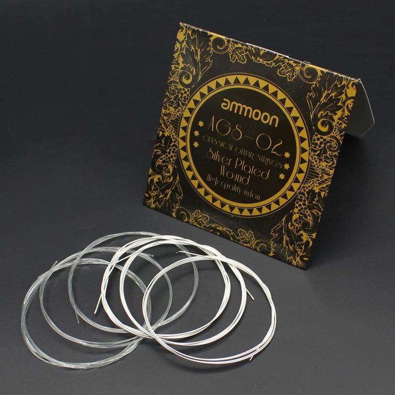 ammoon AGS-02 Classical Guitar Strings Transparent Nylon
Silver-Plated Copper Normal Tension 6-Pack (.028-.045) Malaysia