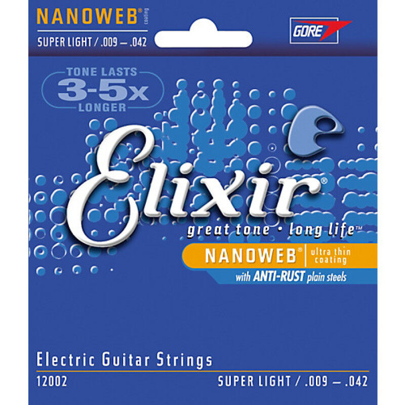 Elixir Strings 12002 Nanoweb Super Light Electric Guitar Strings Gauge 9 Malaysia