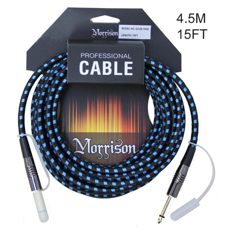 Morrison 4.5M (15FT) Woven Guitar Cable for Guitar/Guitar Effercts padel\Bass/Electric/Keyboard Instrument Professional 1/4 (6.0mm) Straight to Straight Male to Male Mono Braided Jacket Cord With Silicon Cover Malaysia