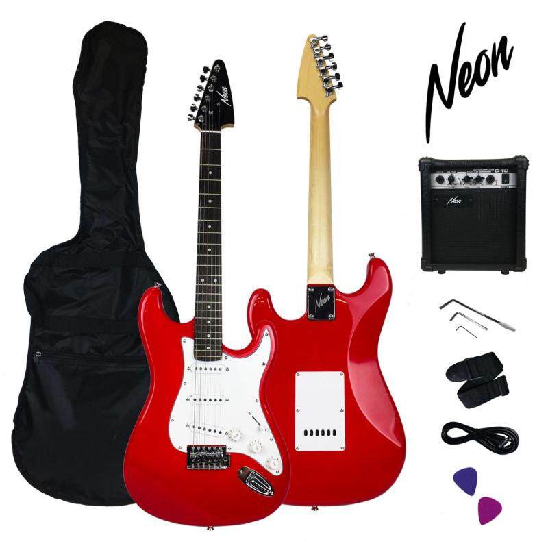 Taloha NEON Jumpstart Electric Guitar Package (Red) with guitar amplifier and full set accessories Malaysia