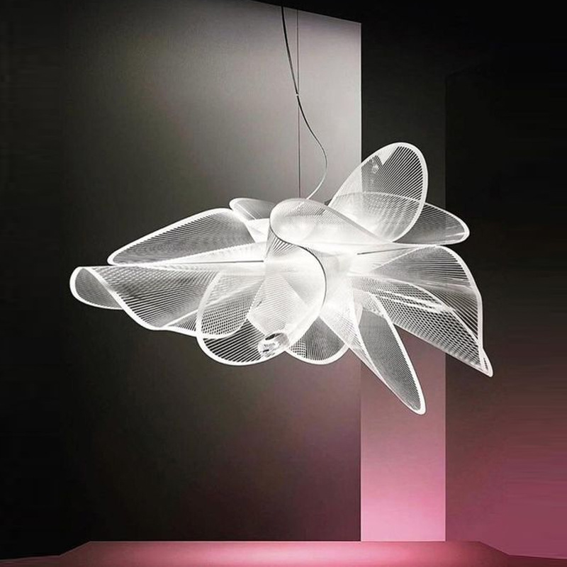 Post-Modern Simple Personality Italian Designer Transparent Flower Chandelier Nordic Creative Living Room Restaurant Bedroom Cozy Chandelier hanging modern chandelier for ceiling lamp living room lights for ceiling led light bedroom ราคา 4,064 บาท*ส่งฟรี