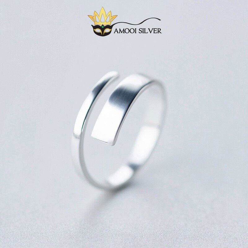 Nhẫn bạc s925 freesize hở chéo - amooi silver an67