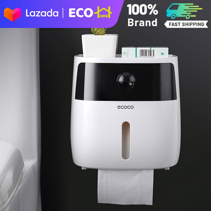 ECO-HOME Đa Năng Hai Lớp Bán Tự Động Hai Vị Trí Giá Đựng Giấy Vệ Sinh, Không Cần Đục Lỗ Gắn Tường Chống Nước Kèm Kệ Đựng, Giá Đỡ Điện Thoại, Hộp Đựng Khăn Giấy Cho Phòng Tắm Nhà Bếp