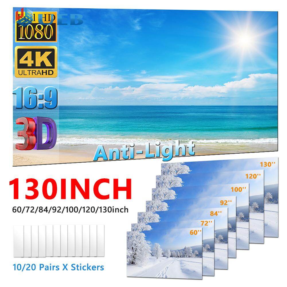 Portable 16:9 Metal Projector Screen 4K HD Anti Light Projection Curtain for Outdoor KTV Office 60 72 84 92 100 120 130 inch ราคา 220 บาท*ส่งฟรี