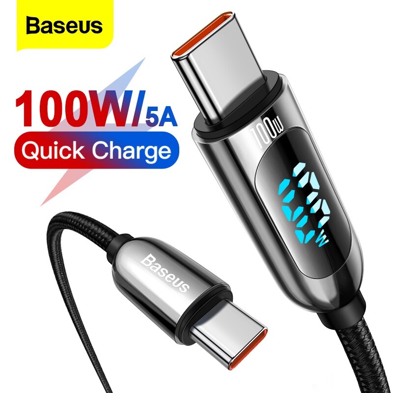 Baseus PD 100W USB C To Loại Cáp Display Dữ Liệu Sạc Nhanh Cuộn Dây USB-C Type-C Cho Máy Tính Bảng Máy Tính Xách Tay Xiaomi Huawei