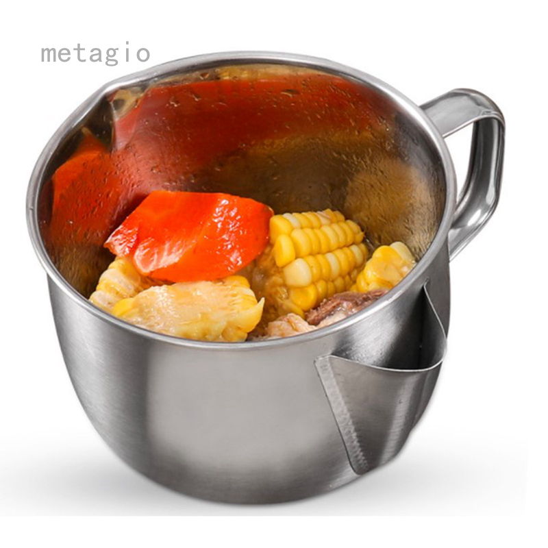 Metagio bẫy dầu mỡ gia dụng bằng thép không gỉ bát mỡ tách dầu súp nhà bếp bát lọc dầu nhà bếp