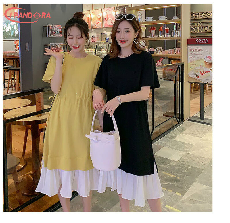 [I.P] Quần áo bà bầu Đầm bầu đẹp 2 màu. eo đàn hồi có thể điều chỉnh áo sơ mi cho bà bầu đầm bầu đầy đặn nệm cho bà bầu đầm bầu sang trọng đầm bầu dễ thương Đầm bầu thái lan | đầm bầu đẹp áo bà bầu