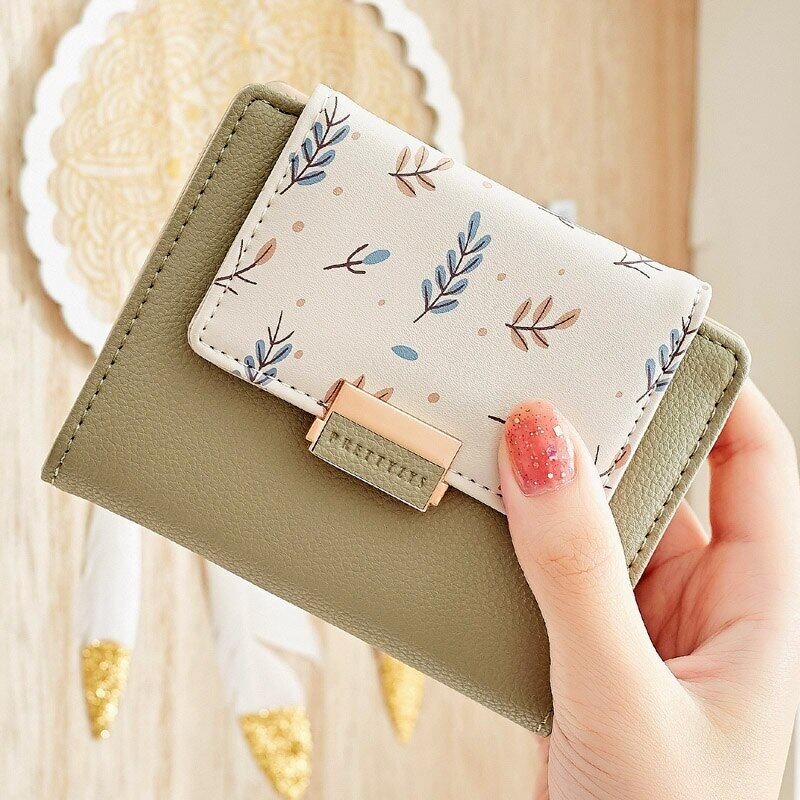 Ví Nữ Thời Trang Ví Ngắn Nhỏ In Ấn Màu Tương Phản Ví Nữ Coin Purse Pocket