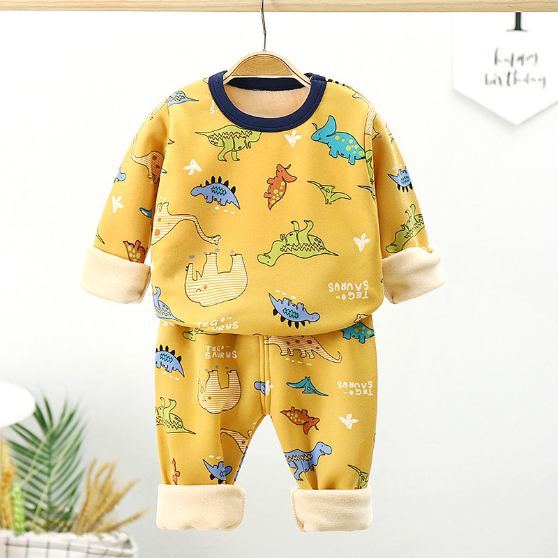 HOBIBEAR children's fashion cartoon pajamas suit, plus velvet warm home service suit ราคา 122 บาท*ส่งฟรี