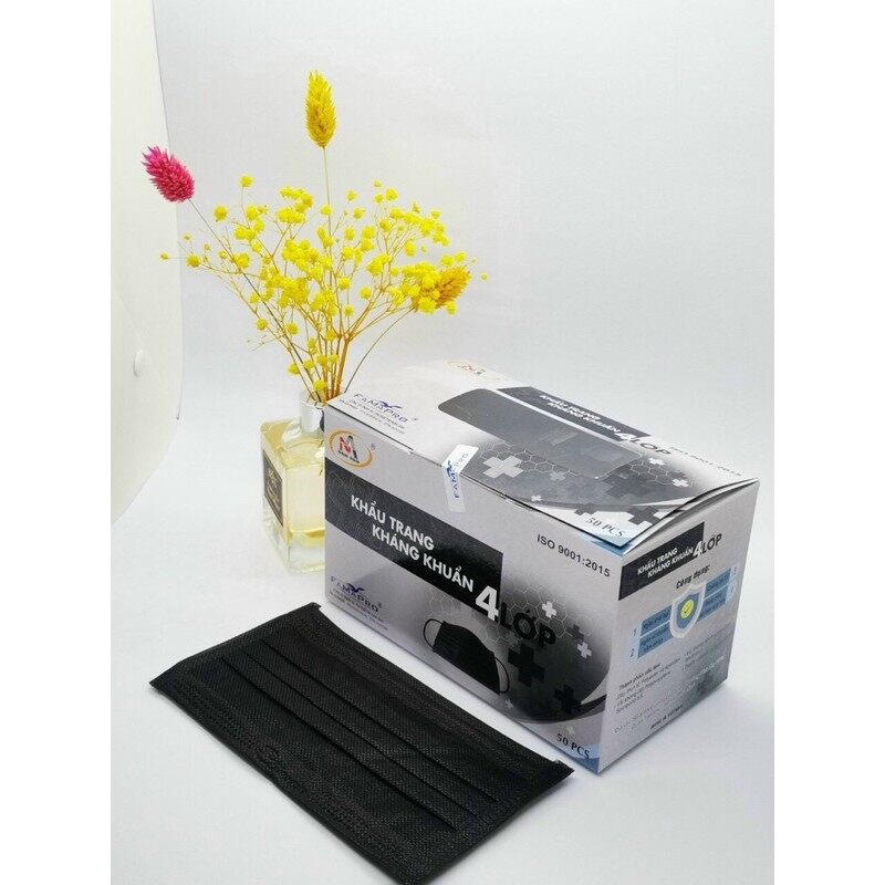 [ Hàng Công Ty ] Hộp 50 Cái Khẩu Trang Y Tế 4 Lớp Famapro Nam Anh ( Màu Đen )