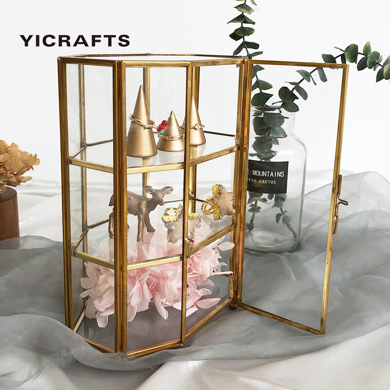 Yicrafts hộp đựng trang sức thủy tinh, hộp đựng trang sức trưng bày trang sức khoen tai bông tai，thích hợp làm hộp đựng trang sức hoàn mỹ cho căn phòng bạn nữ