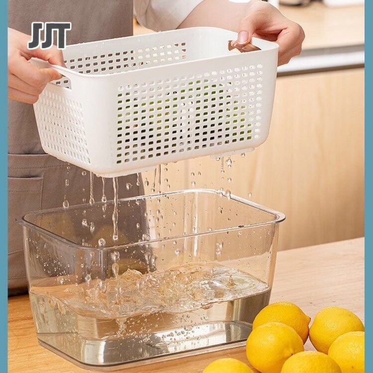  JJT Rổ thoát nước rổ đựng rau rổ rửa rau - củ quả đa năng Dùng để rửa rau rửa rau củ quả rửa bát 2 lớp rửa rổ Rổ thoát nước đôi đóng khung giỏ thoát nước hộp bảo quản rau Giỏ đựng đồ giặt với nước lọc 