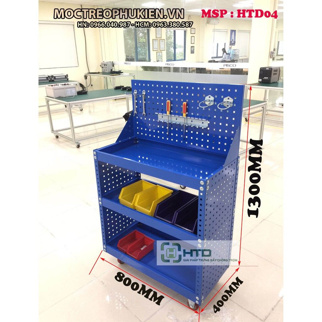 tủ để dụng cụ sữa chữa, kệ để dụng cụ đồ nghề có bánh xe HTD-04
