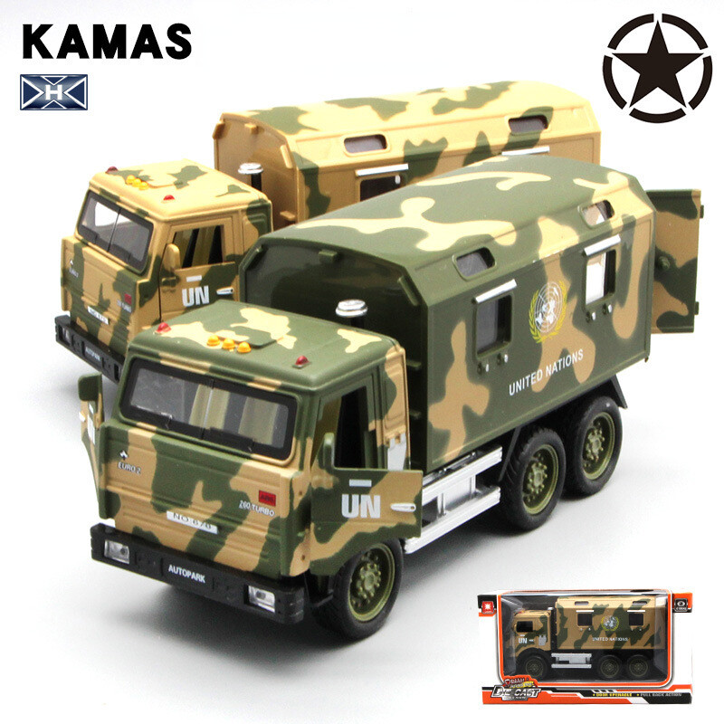 WJ 1 32 Kamas military transport vehicle alloy model with sound, light,