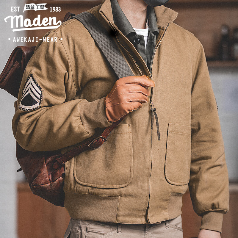 Maden Áo Khoác Nam Chất lượng cao mới mùa đông mới 2023 Áo tank m1942 Thanh Niên Mỹ Bộ đồ Tank Fury Retro Retro kaki cotton kiểu cổ điển du lịch ấm áp nghệ thuật Áo khoác phong cách nam