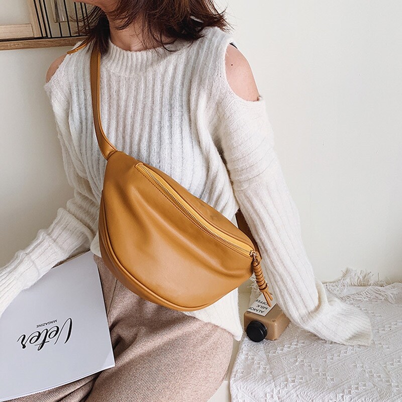 [NEW H] New Waist Bag Women Leather Fanny Pack Chest pack Crocodile Veins Banana Bags Female Zipper Waist Pouch Street Kidney Bag YB092