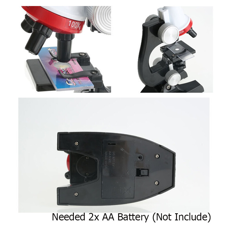 Generic 1200X Starter Educational Science Compound Microscope 3 Mirrors