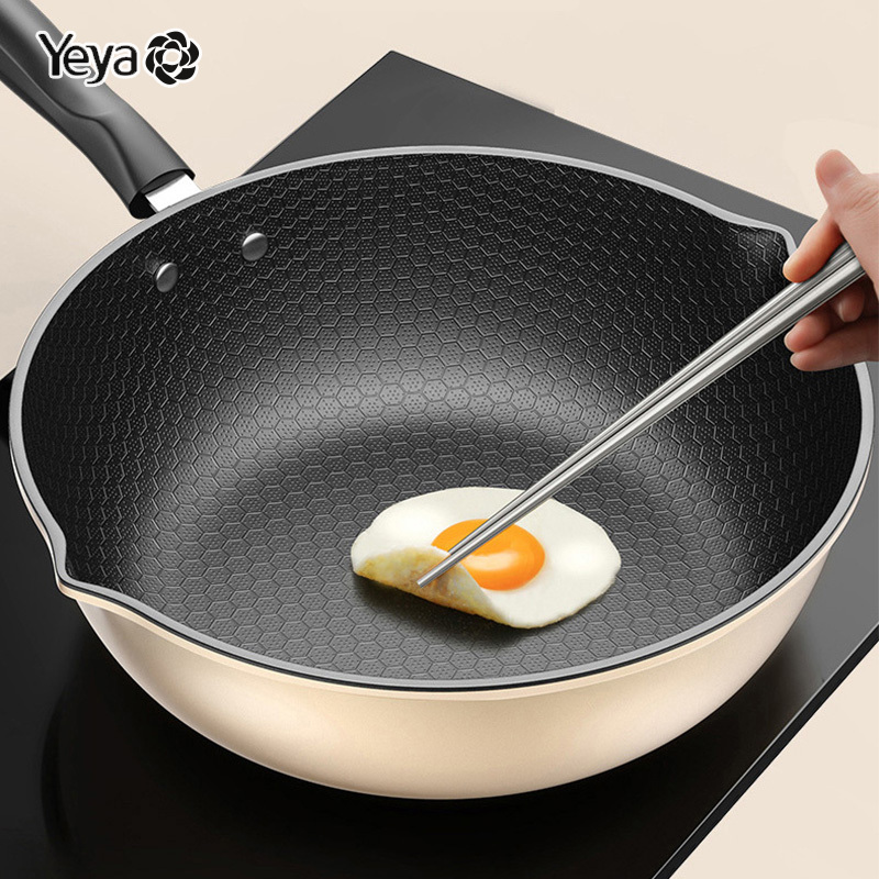 Honeycomb wok, non-stick pan, household wok, induction cooker, special pan, pan, gas, gas stove, special application ราคา 177 บาท*ส่งฟรี