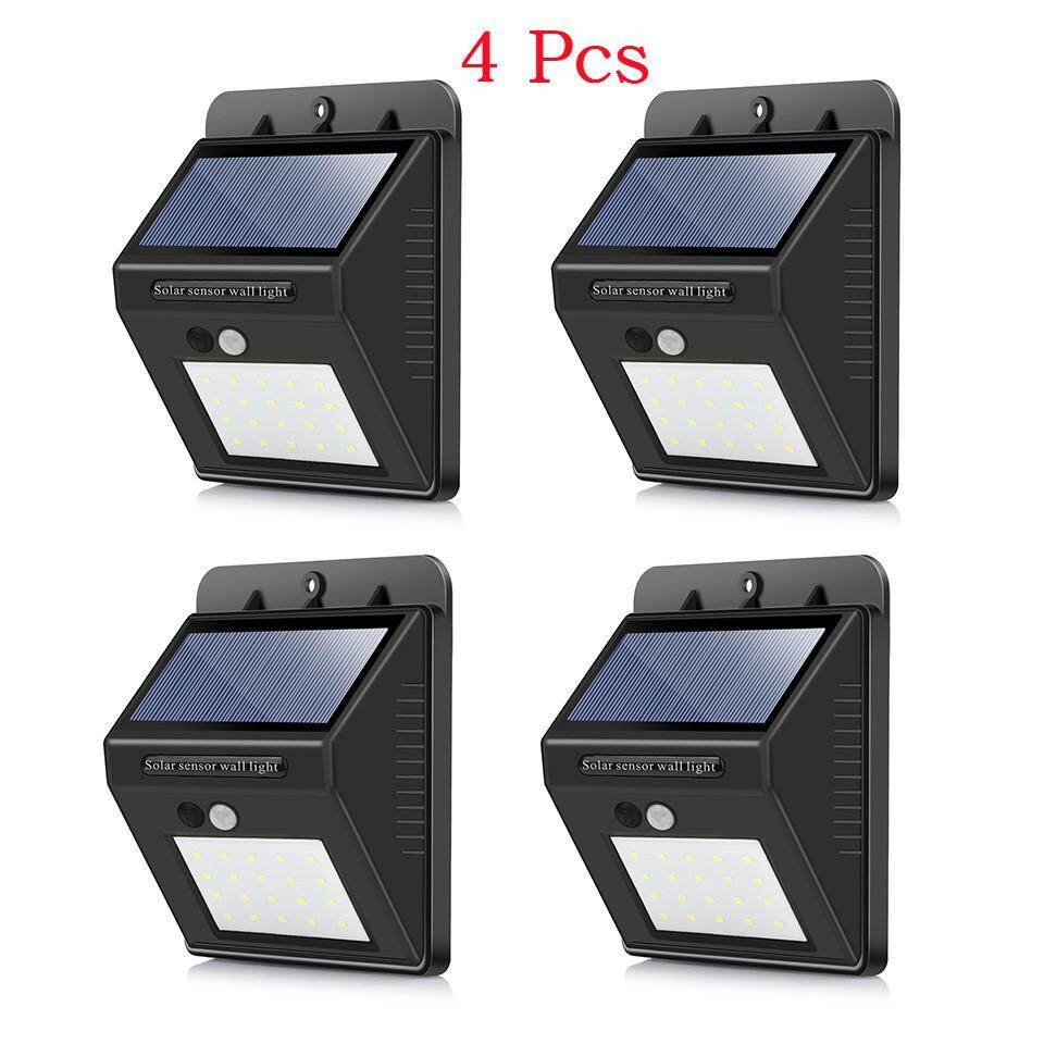 4 Pcs LED พลังแสงอาทิตย์ PIR เซ็นเซอร์ตรวจจับการเคลื่อนไหวผนัง 20 แอลอีดีกันน้ำกลางแจ้งประหยัดพลังงาน Street YARD PATH การรักษาความปลอดภัยในบ้านสวนโคมไฟ