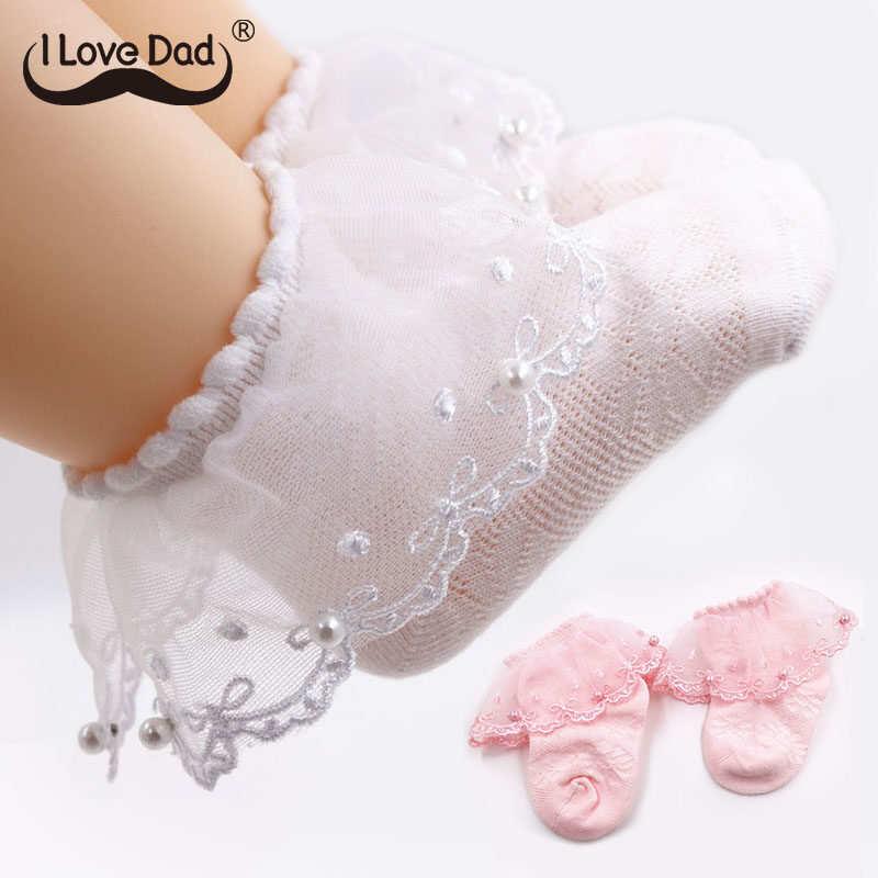 I LOVE DAD Spring and Summer Lace Baby Girl Socks Elegant Princess Infant